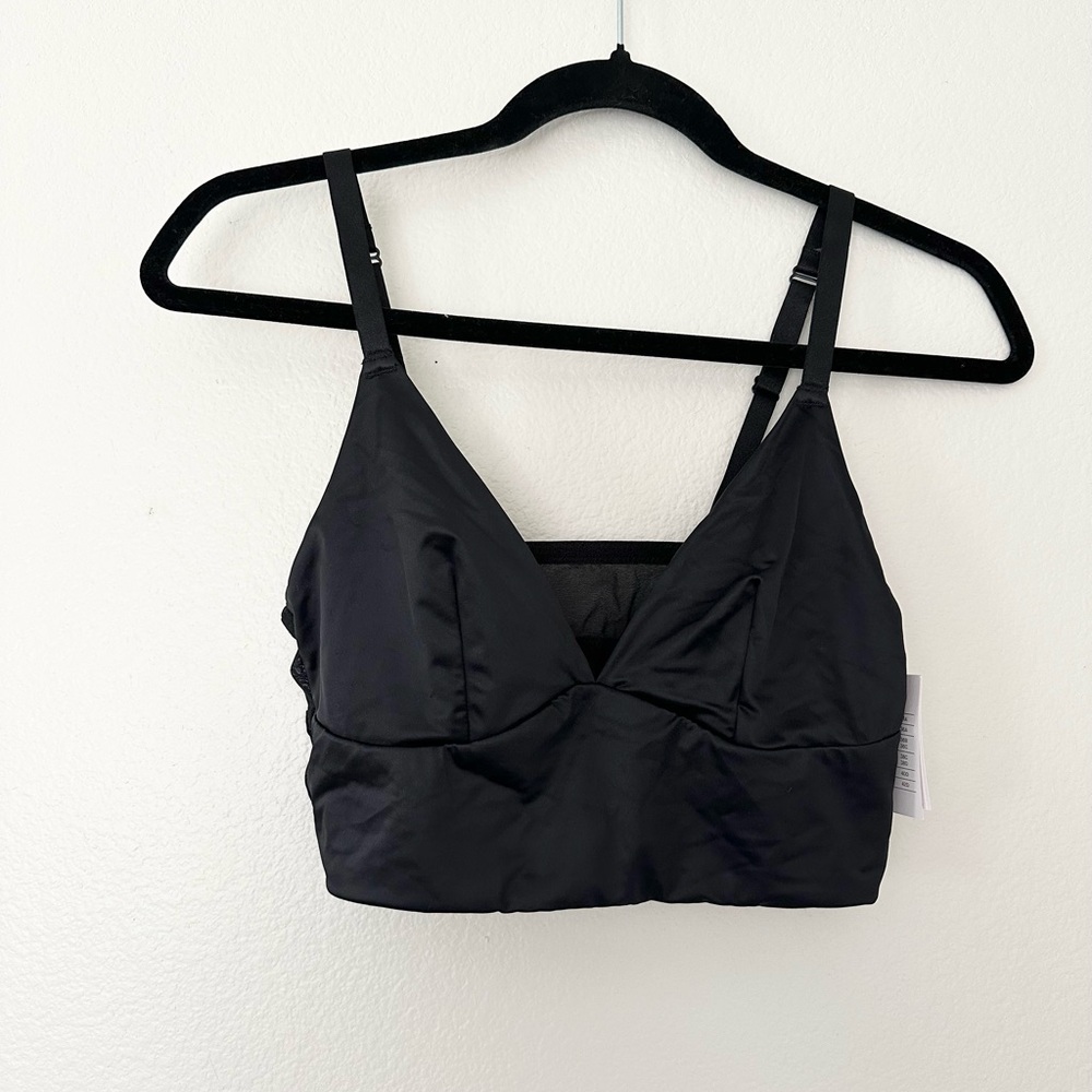 NWT Auden Silky Mesh Back Long Line Unlined Pullover Bralette Adjustable Straps